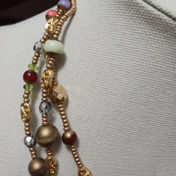 Chicos Beaded Assorted 3 Strands  Dangle 17" Jewelry - Picture 4 of 10